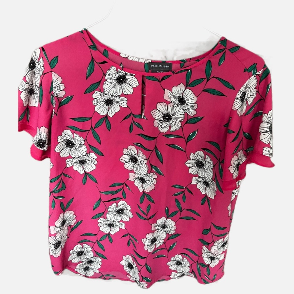 Van Heusen Pink Polo Collar Short Sleeve Blouse